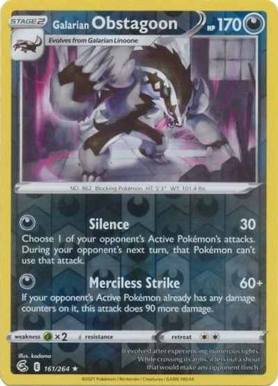 Galarian Obstagoon - 161/264 - Holo Rare - Reverse Holo