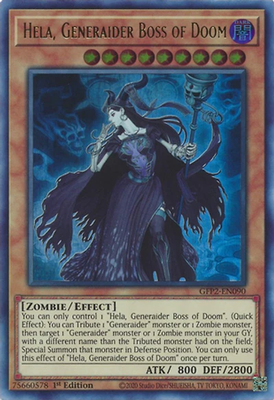 Hela, Generaider Boss of Doom - GFP2-EN090 - Ultra Rare - 1st Edition