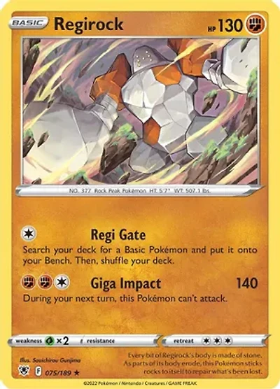 Regirock - 075/189 - Rare - Reverse Holo