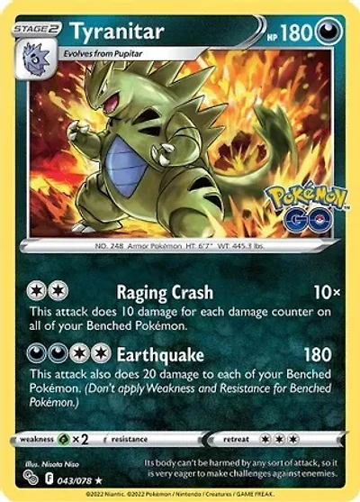 Tyranitar - 043/078 - Holo Rare - Reverse Holo