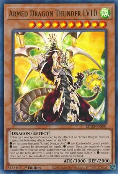 Armed Dragon Thunder LV10 - MP22-EN001 - Ultra Rare - 1st Edition