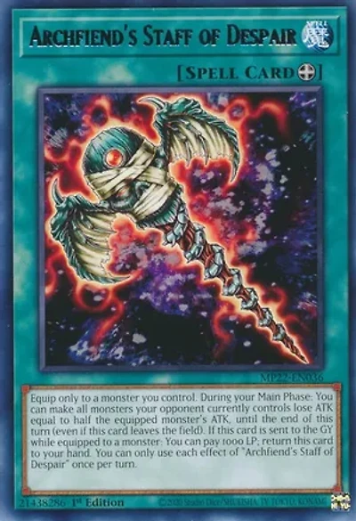 Archfiend's Staff of Despair - MP22-EN036 - Rare - 1st Edition