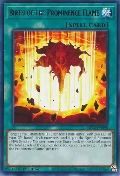 Birth of the Prominence Flame - MP22-EN098 - Rare - 1st Edition