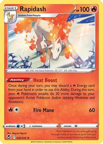 Rapidash - 022/195 - Holo Rare - Reverse Holo