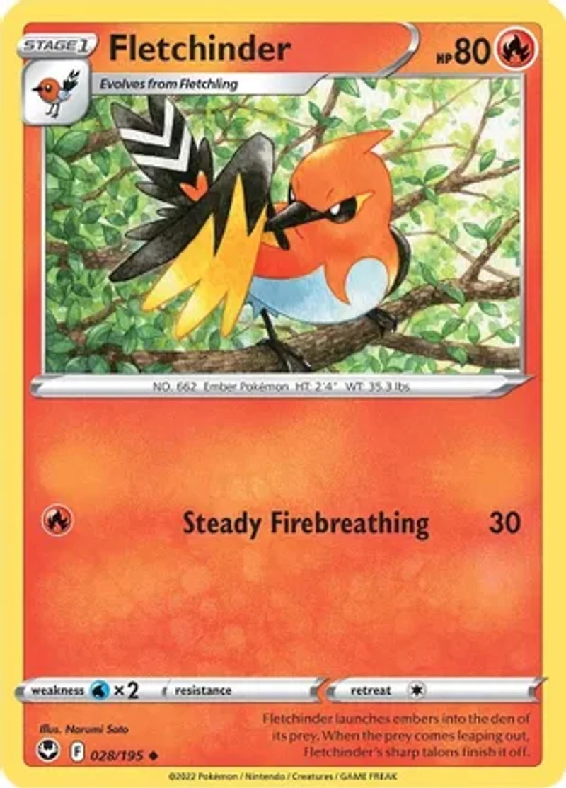 Fletchinder - 028/195 - Uncommon - Reverse Holo