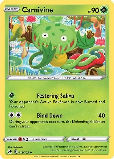 Carnivine - 012/159 - Uncommon - Reverse Holo