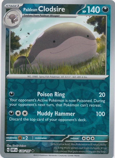 Paldean Clodsire - 128/197 - Uncommon - Reverse Holo