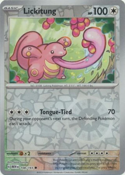 Lickitung - 108/165 - Common - Reverse Holo