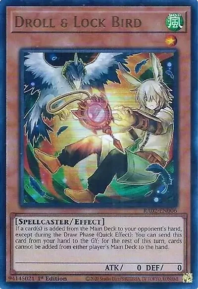 Droll & Lock Bird (Alternate Art) - RA02-EN006 - Ultra Rare - 1st Edition