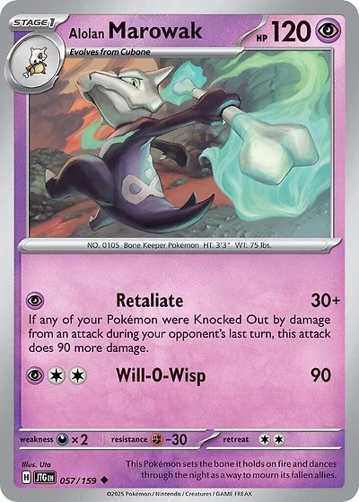 Alolan Marowak - 057/159 - Uncommon - Reverse Holo