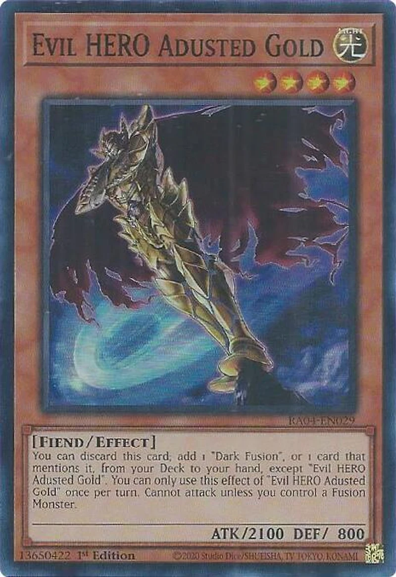 Evil HERO Adusted Gold - RA04-EN029 - Super Rare - 1st Edition