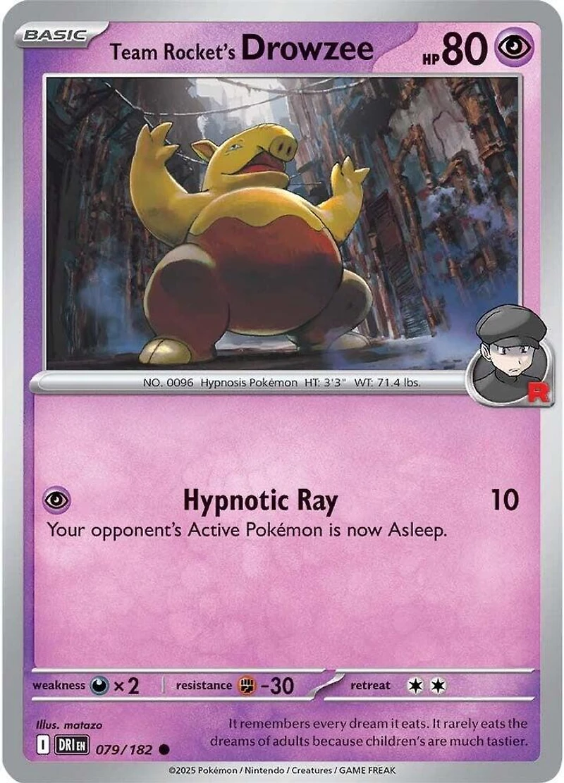Team Rocket's Drowzee - 079/182 - Common - Reverse Holo