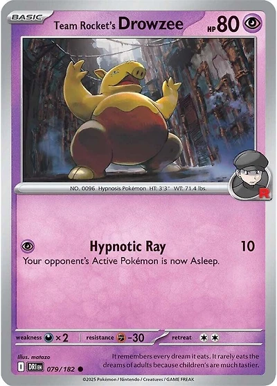 Team Rocket's Drowzee - 079/182 - Common - Reverse Holo
