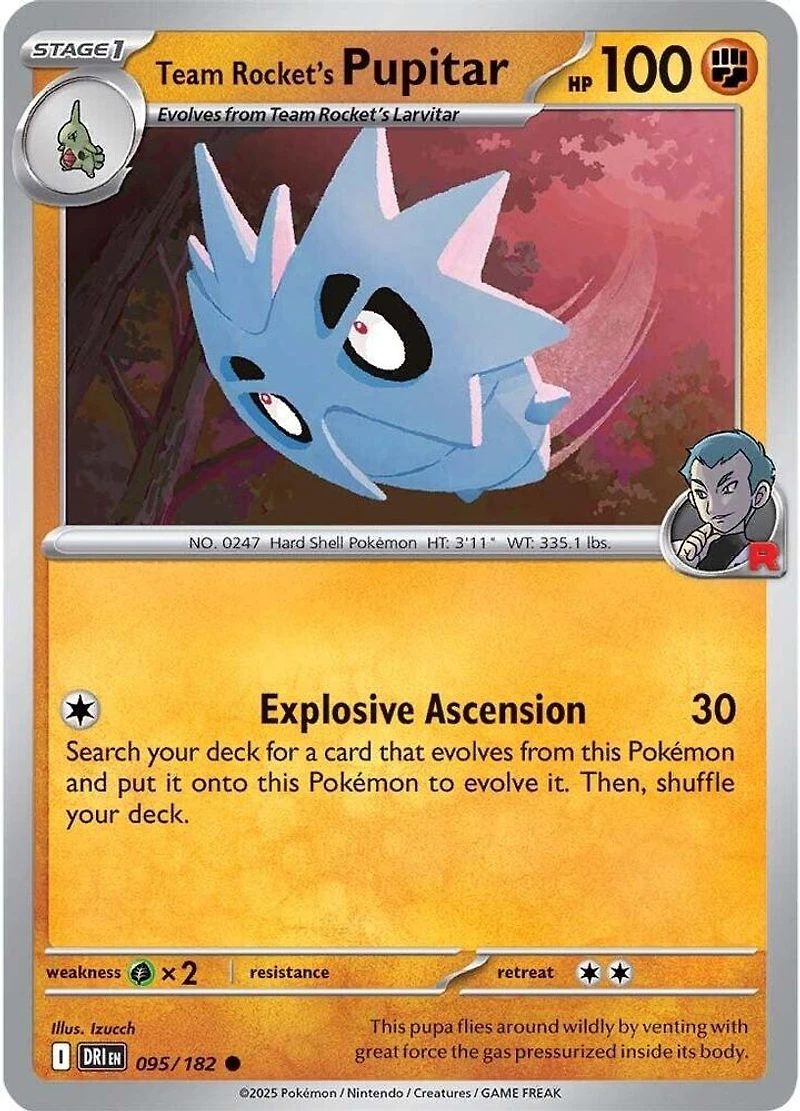 Team Rocket's Pupitar - 095/182 - Common - Reverse Holo
