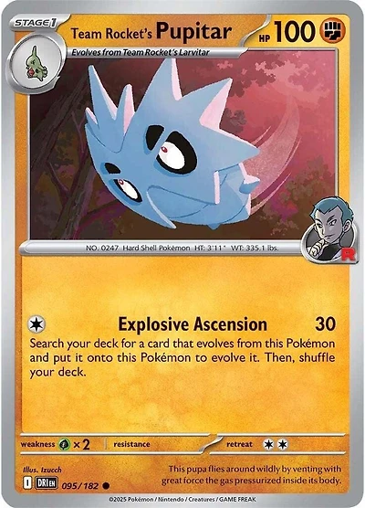 Team Rocket's Pupitar - 095/182 - Common - Reverse Holo