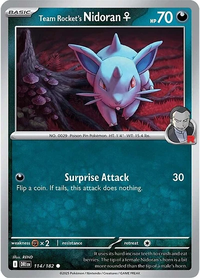 Team Rocket's Nidoran F - 114/182 - Common - Reverse Holo