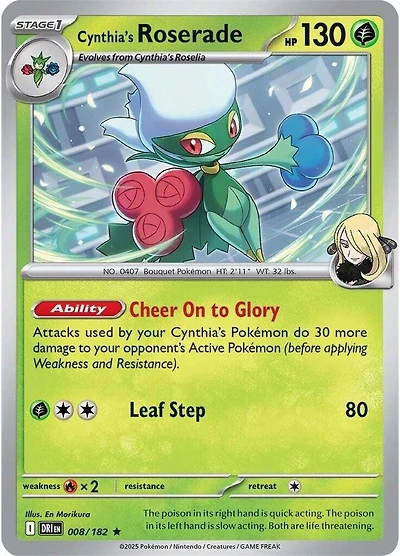 Cynthia's Roserade - 008/182 - Holo Rare - Reverse Holo