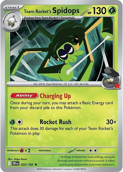 Team Rocket's Spidops - 020/182 - Holo Rare - Reverse Holo
