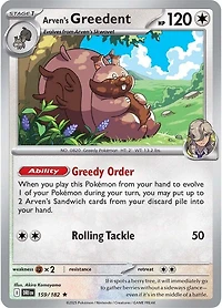 Arven's Greedent - 159/182 - Holo Rare - Reverse Holo