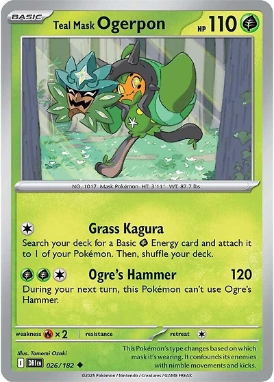 Teal Mask Ogerpon - 026/182 - Uncommon - Reverse Holo