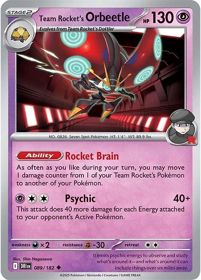 Team Rocket's Orbeetle - 089/182 - Uncommon - Reverse Holo