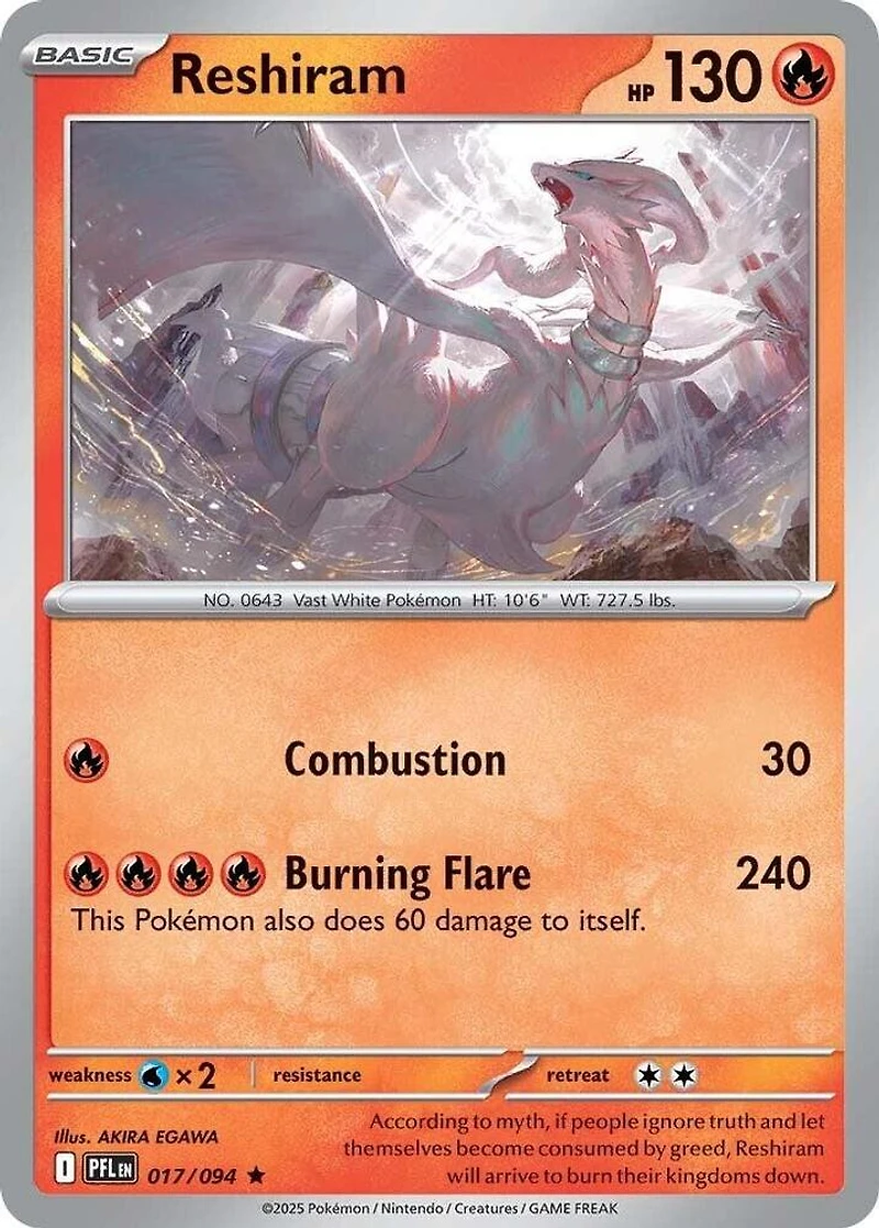 Reshiram - 017/094 - Rare - Reverse Holo