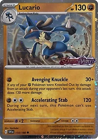 Lucario - 114/198 - Cosmos Holo - Scarlet & Violet Stamp