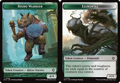 Rhino Warrior // Elemental (0010) Double-Sided Token - Foil