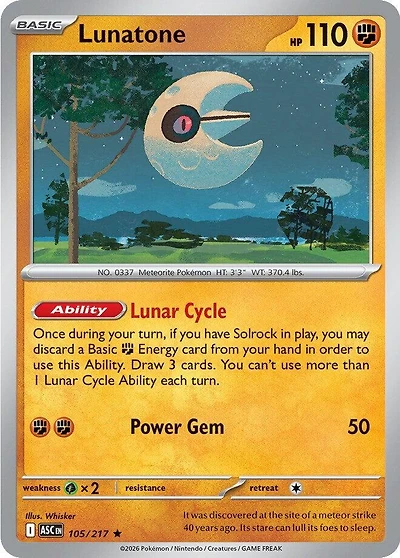 Lunatone - 105/217 - Holo Rare