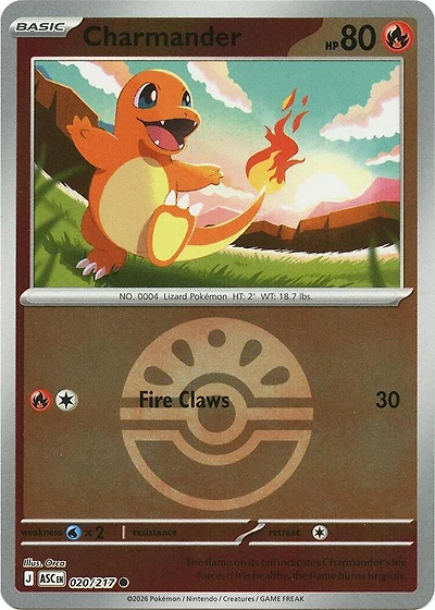 Charmander (Friend Ball) - 020/217 - Common - Reverse Holo