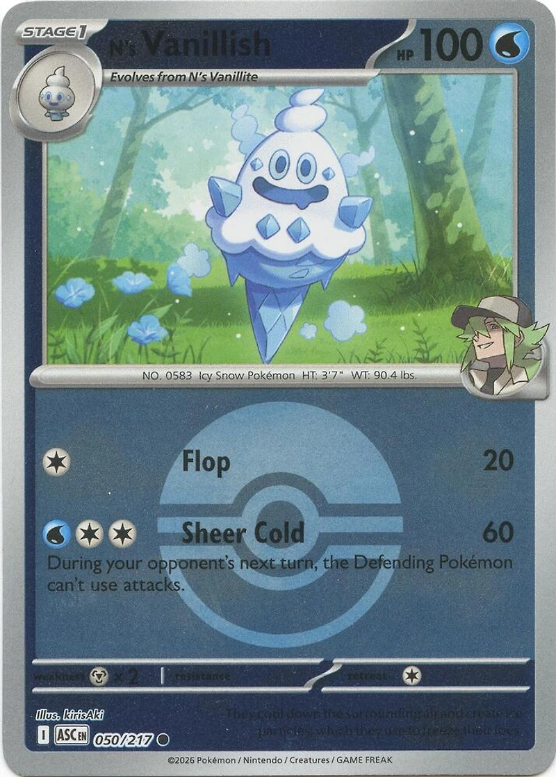 N's Vanillish (Poke Ball) - 050/217 - Common - Reverse Holo