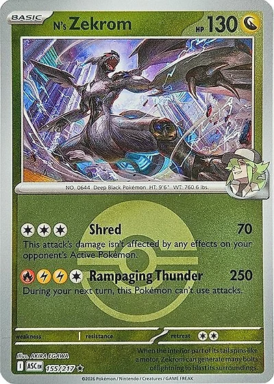 N's Zekrom (Poke Ball) - 155/217 - Rare - Reverse Holo