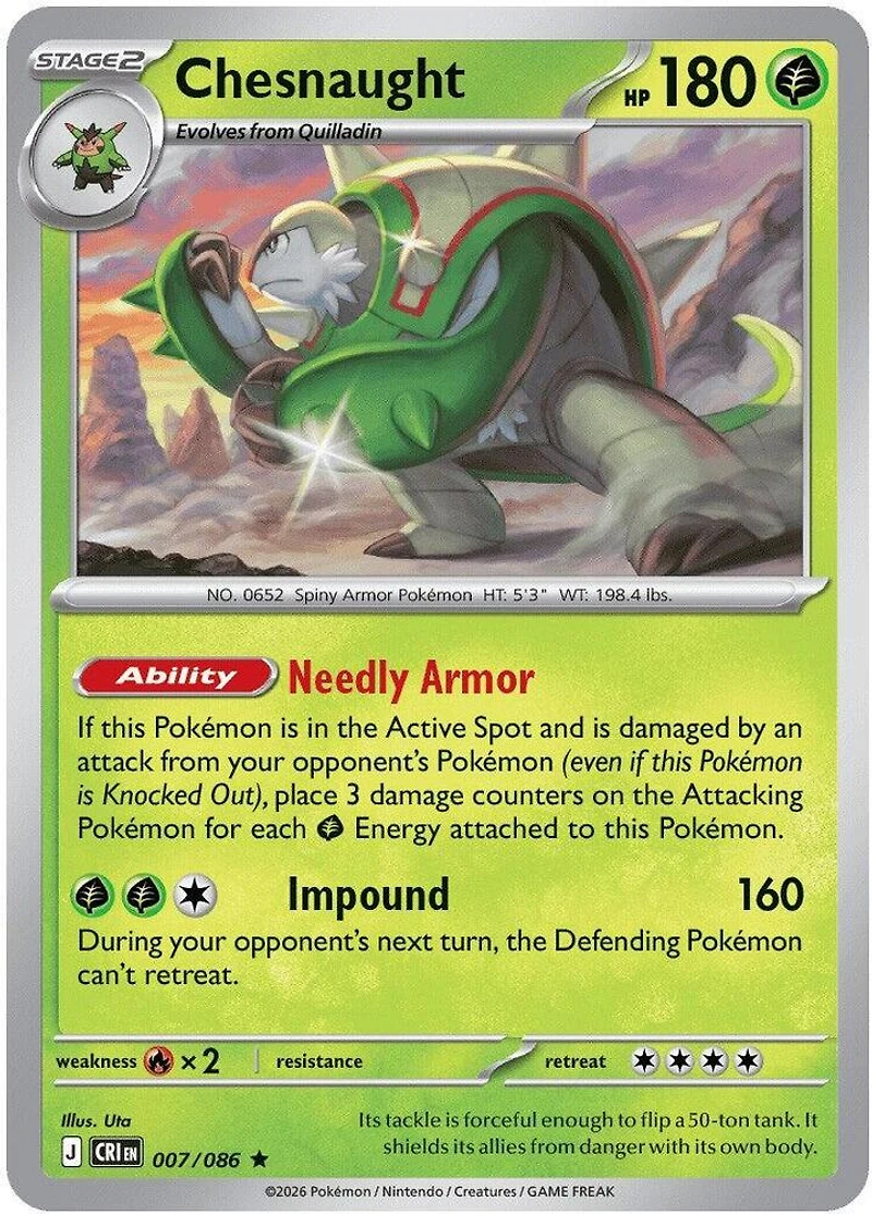 Chesnaught - 007/086 - Rare - Reverse Holo