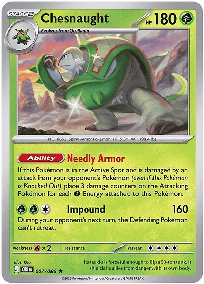 Chesnaught - 007/086 - Rare - Reverse Holo