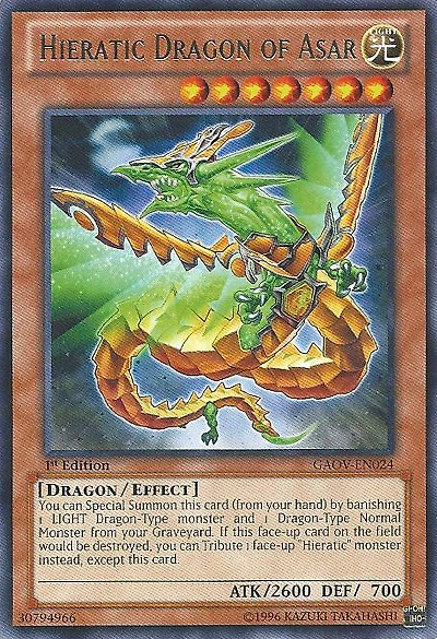 Hieratic Dragon of Asar - GAOV-EN024 - Rare - 1st Edition