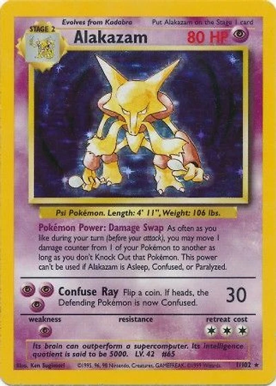Alakazam - 1/102 - Holo Rare - Unlimited Edition