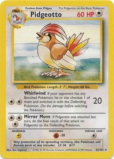 Pidgeotto - 22/102 Rare Unlimited Edition