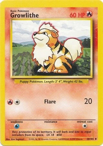 Growlithe - 28/102 Uncommon Unlimited Edition