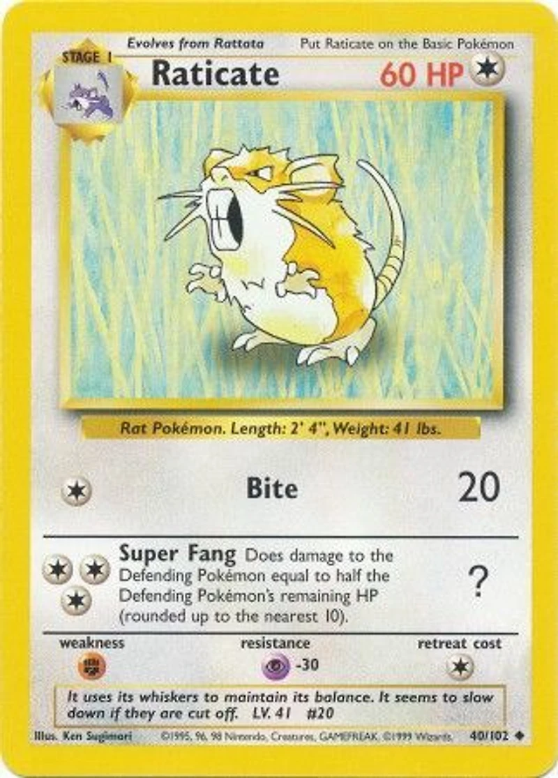 Raticate - 40/102 - Uncommon - Unlimited Edition