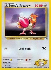 Lt. Surge's Spearow - 52/132 Uncommon Unlimited Edition