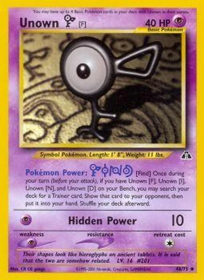 Unown [F] - 48/75 Uncommon Unlimited Edition