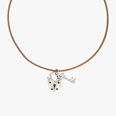 Collar Corazón Candado Cuero