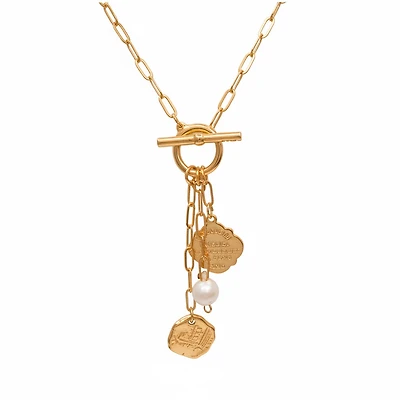 Collar Perla Monedas Multi