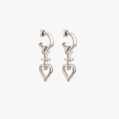 Pendientes aro Corazón Cruz