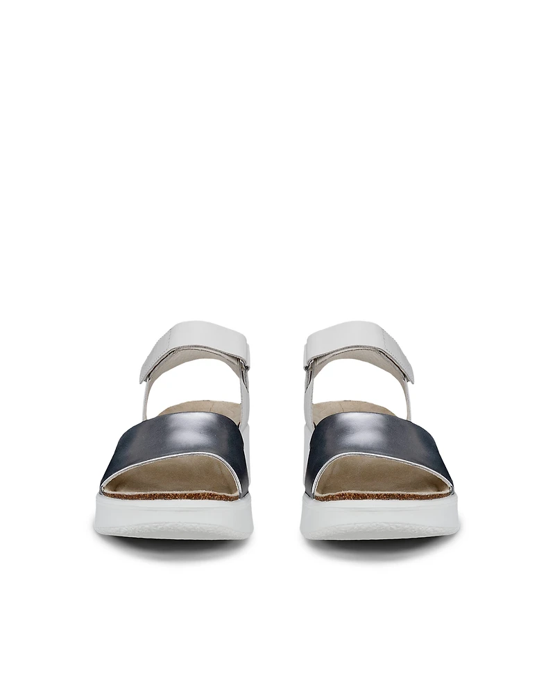 Women's ECCO® Flowt Leather Cork Heeled Wedge Sandal