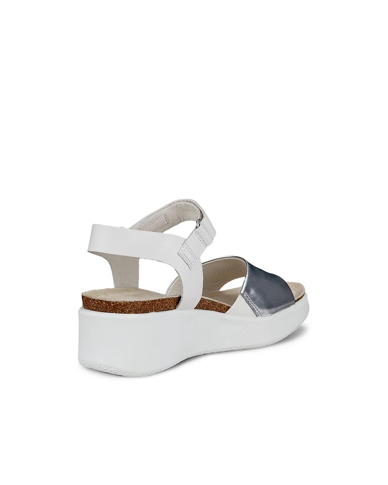Women's ECCO® Flowt Leather Cork Heeled Wedge Sandal