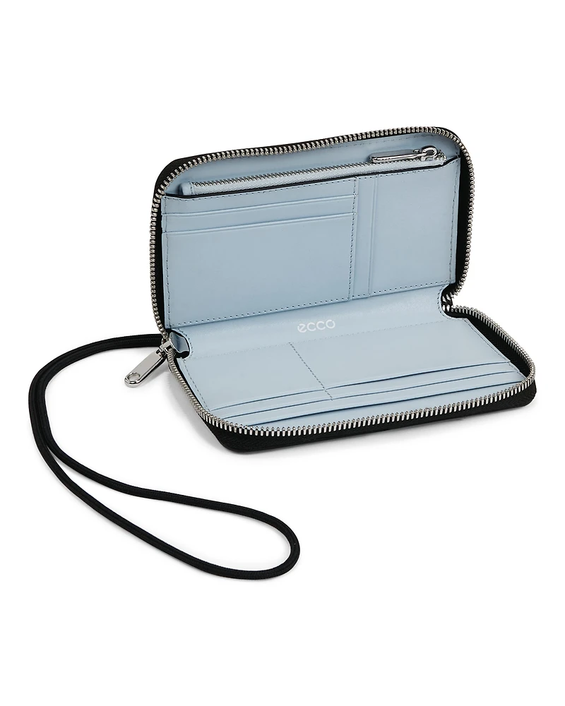 ECCO® Zip Around Pebbled Leather Pouch Wallet