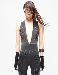 DEMOBAZA WOMEN OVERALL TIME WORN BLACK F23
