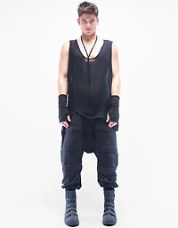 Limited edition  Super detailed slightly waxed elastic denim hooded ov
