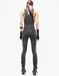 DEMOBAZA WOMEN OVERALL TIME WORN BLACK F23
